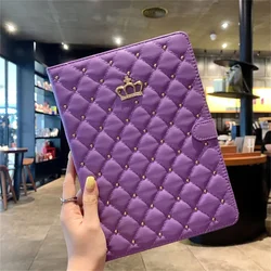 Luxury Crown Bling Diamond Tablet PU Leather Cover for iPad7th 8th 10.2 (PURPLE)
