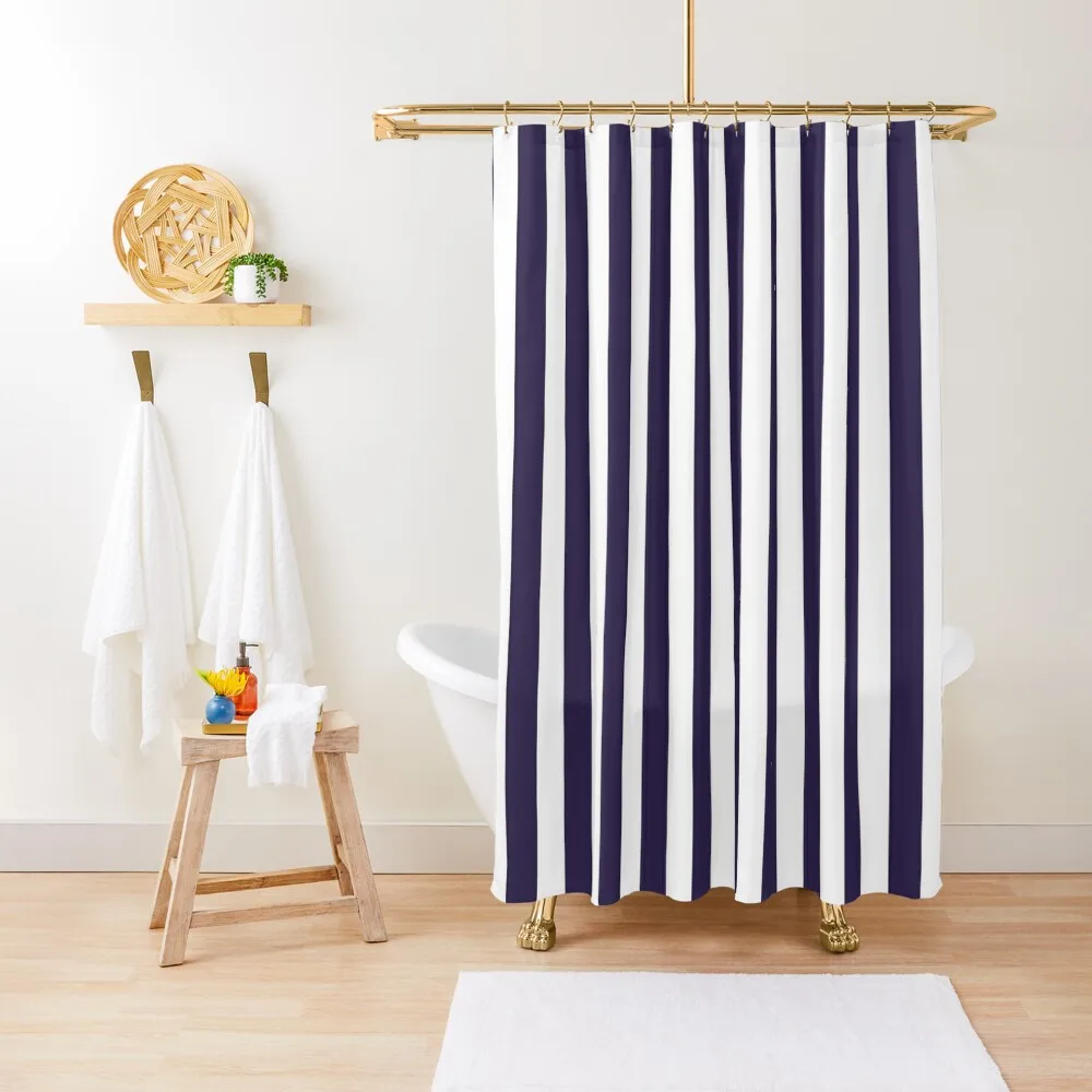 

Small NAVY BLUE and WHITE Vertical STRIPESShower Curtain Curtain For Bathrooms Modern Accessory Bathrooms
