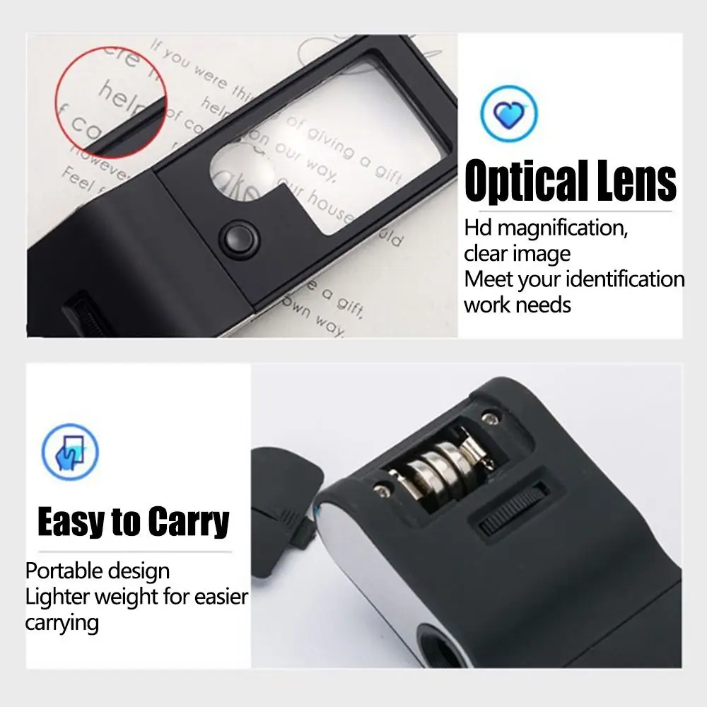 Handheld 3X Magnifying Glass Durable Black Lighted Magnifying Glass UV Light Lightweight Luminous Magnifier Optical Instruments