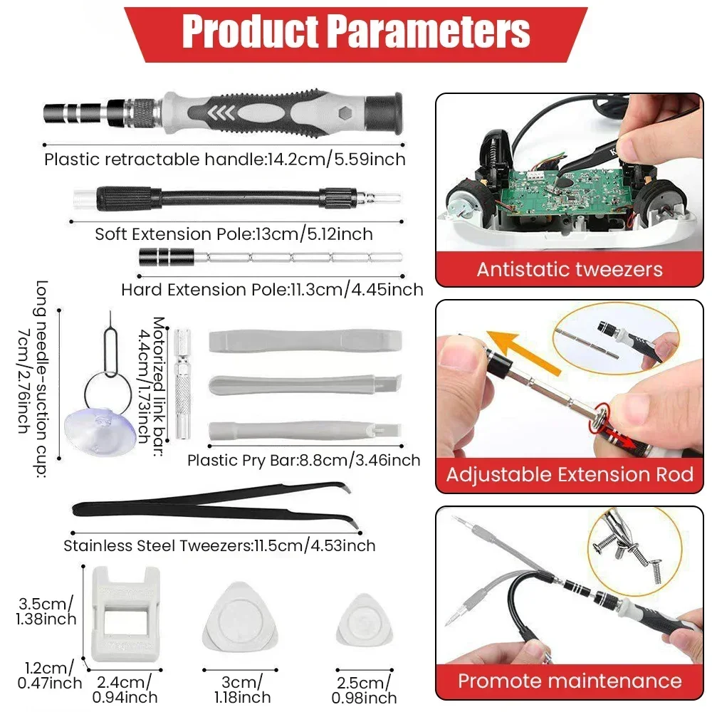 115in1 Precision Screwdriver Set Household Multifunction Magnetic Mini Bit Computer Phone Equipment Repair Screwdriver Tools Kit