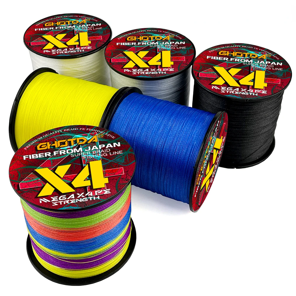 100m Braided 4-strand Fishing Line 10lb-80lb Multifilament Smooth 10 Colors 100% PE Suitable for Lure Rods