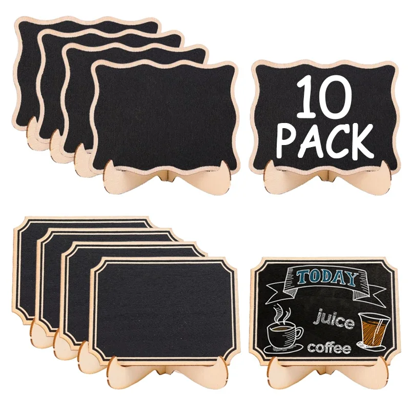 Wooden Chalkboard Wooden Blackboard Portable Wooden Blackboard Mini Boards Message Label Sign Chalkboard DIY Decoration For Birthday Wedding Home Party 1-10PCS