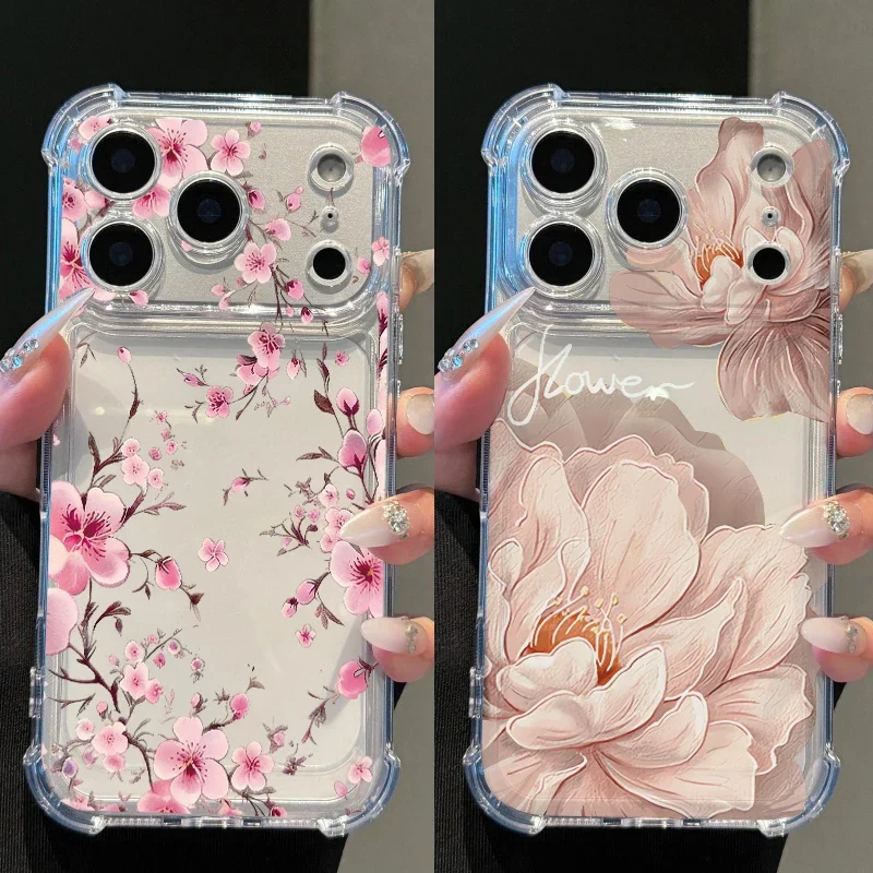 Vintage Small Floral Clear Soft Phone Case - Clear Korean TPU Cover