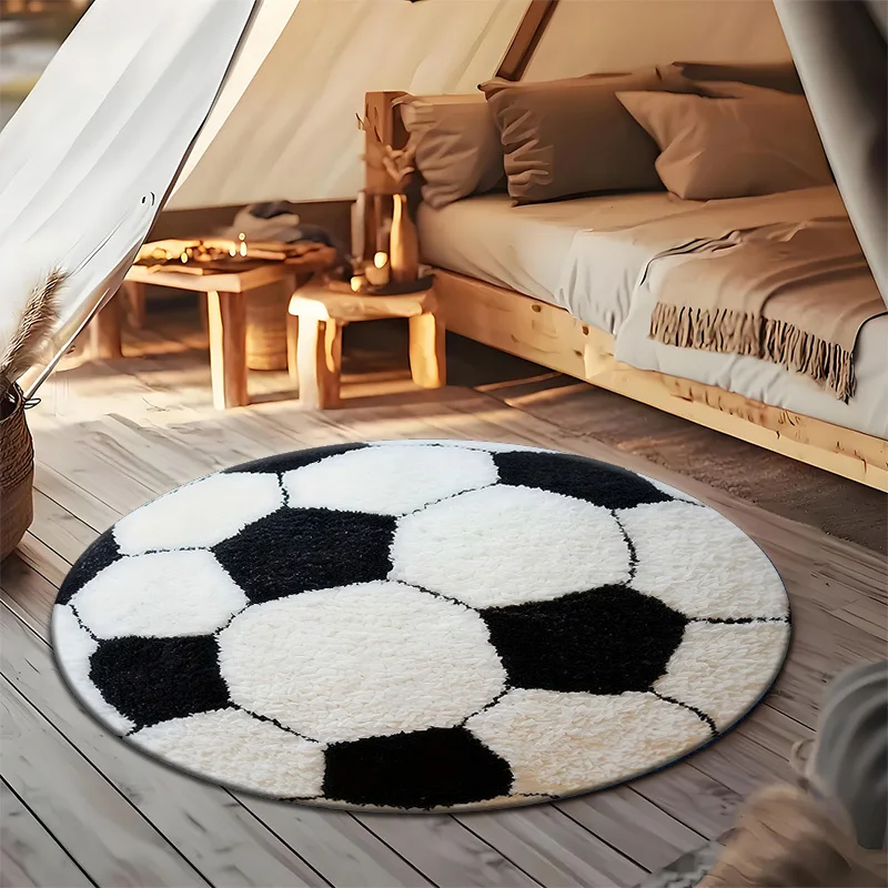 VIKAMA Kreativer Fußball-Teppich: Rutschfester, Geräuschreduzierender Teppich für Nachttisch, Wohnzimmer und Sofa - Wohnmöbel-Accessoire – Detail 4
