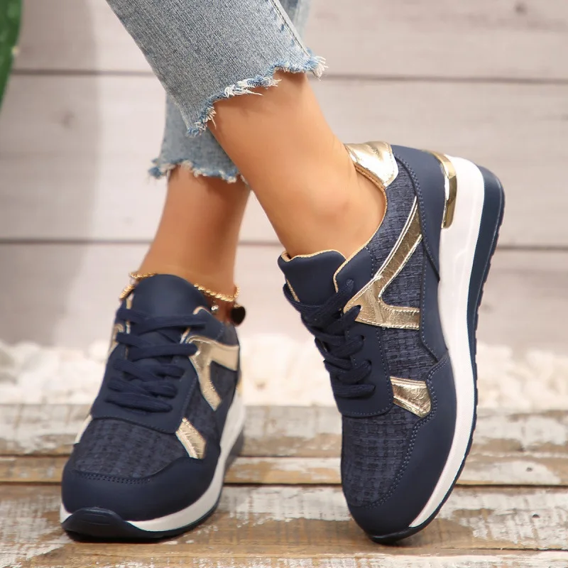 Women's Casual Sports Shoes Plus Size Fashion Comfortable Wedge Sneakers Woman Spring Autumn Thick Sole Non Slip Running Shoes