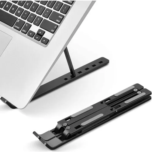 7 segment Adjustable Foldable Laptop Tablet Stand Black