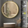 Round LED Illuminated Bathroom Mirror Hanging Wall Vanity Mirror Demister Dimmable Aluminum Fram HD Glass 5