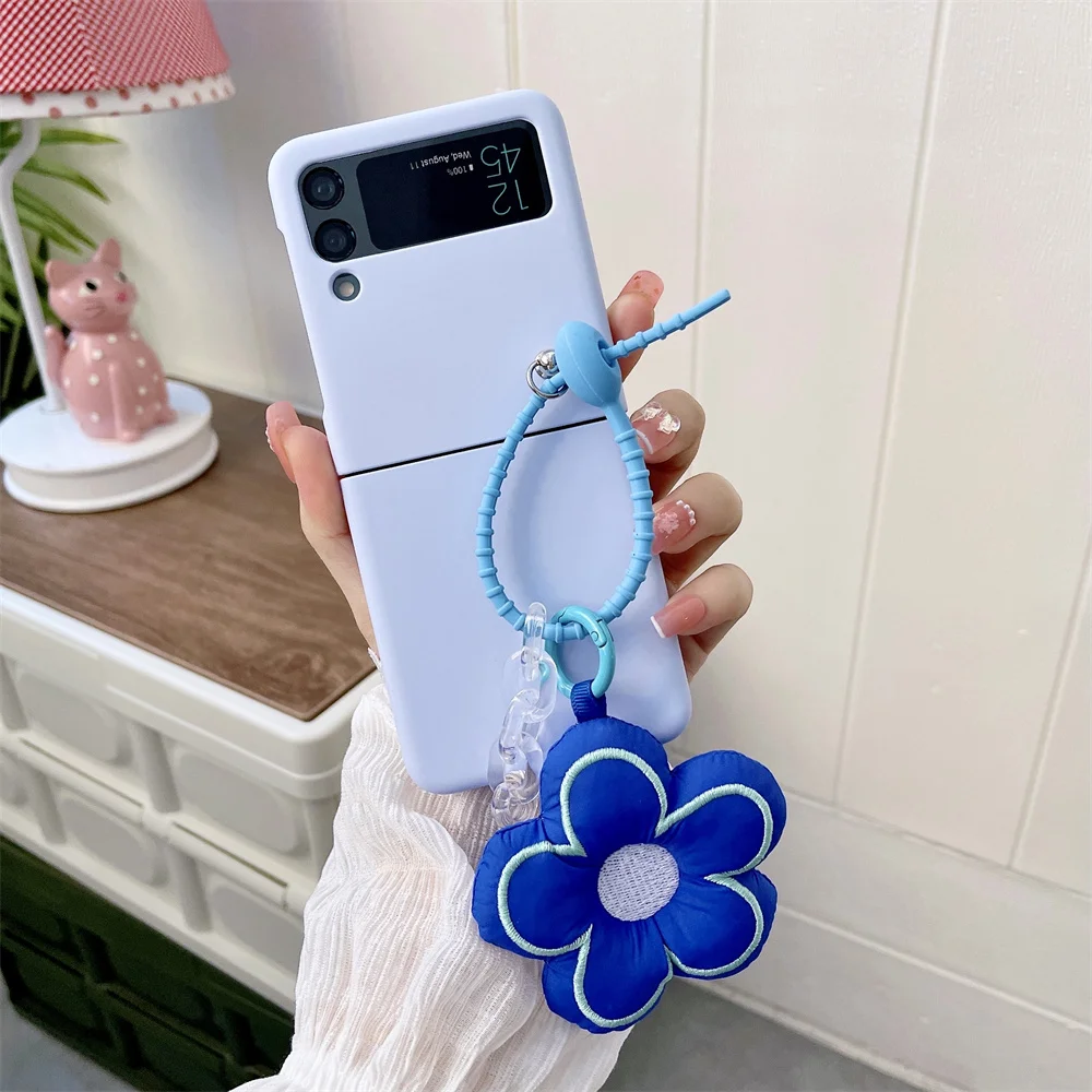 USLION Cute Flower Slim Phone Case For Samsung Galaxy Z Flip 3 5G Colour Hard PC Shockproof Anti-lost Cover For Samsung Z Flip3 samsung flip3 case