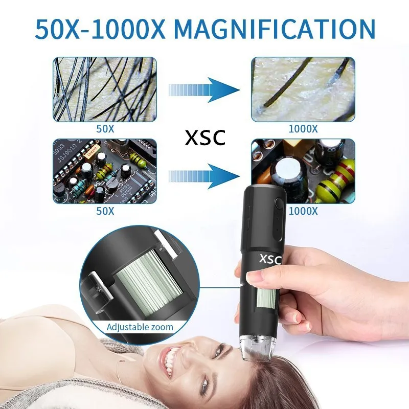 Skin Tester Health Analyzer Body Health Analyzer Scalp Detector Wireless Dermatoscope Scalp Skin Analyzer Machine 1000X Facial and Body Analyzer Electronics Microscope Beauty Health Profession