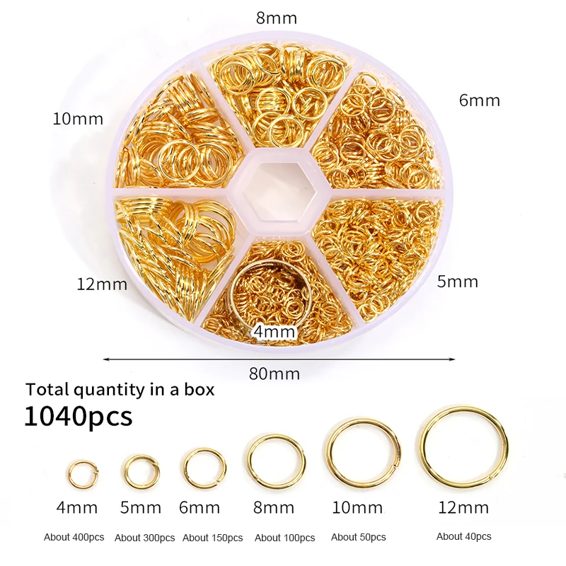 1040pcs Open Jump Rings And Lobster Clasps Jewelry Findings Kit