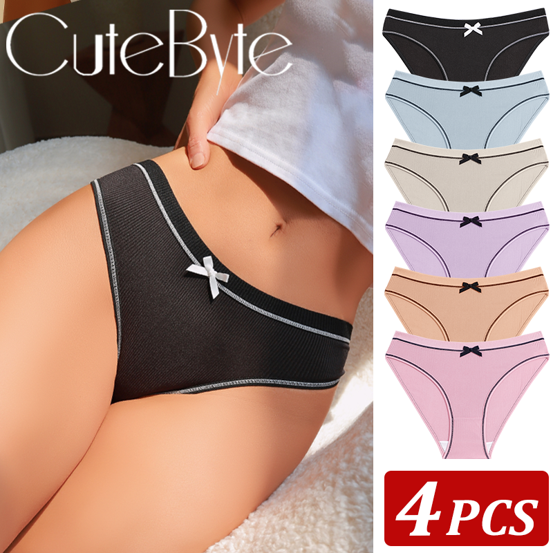 4Pcs Women's Seamless Briefs Intimates Women Sexy Panties Solid Color Breathable Underwear Female Low Waist Soft Lingerie S-XL