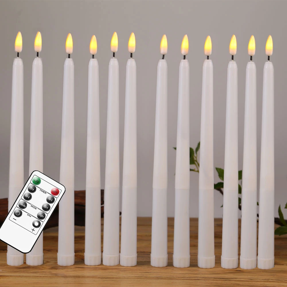 Macarrie Confezione da 24 candele coniche senza fiamma, a