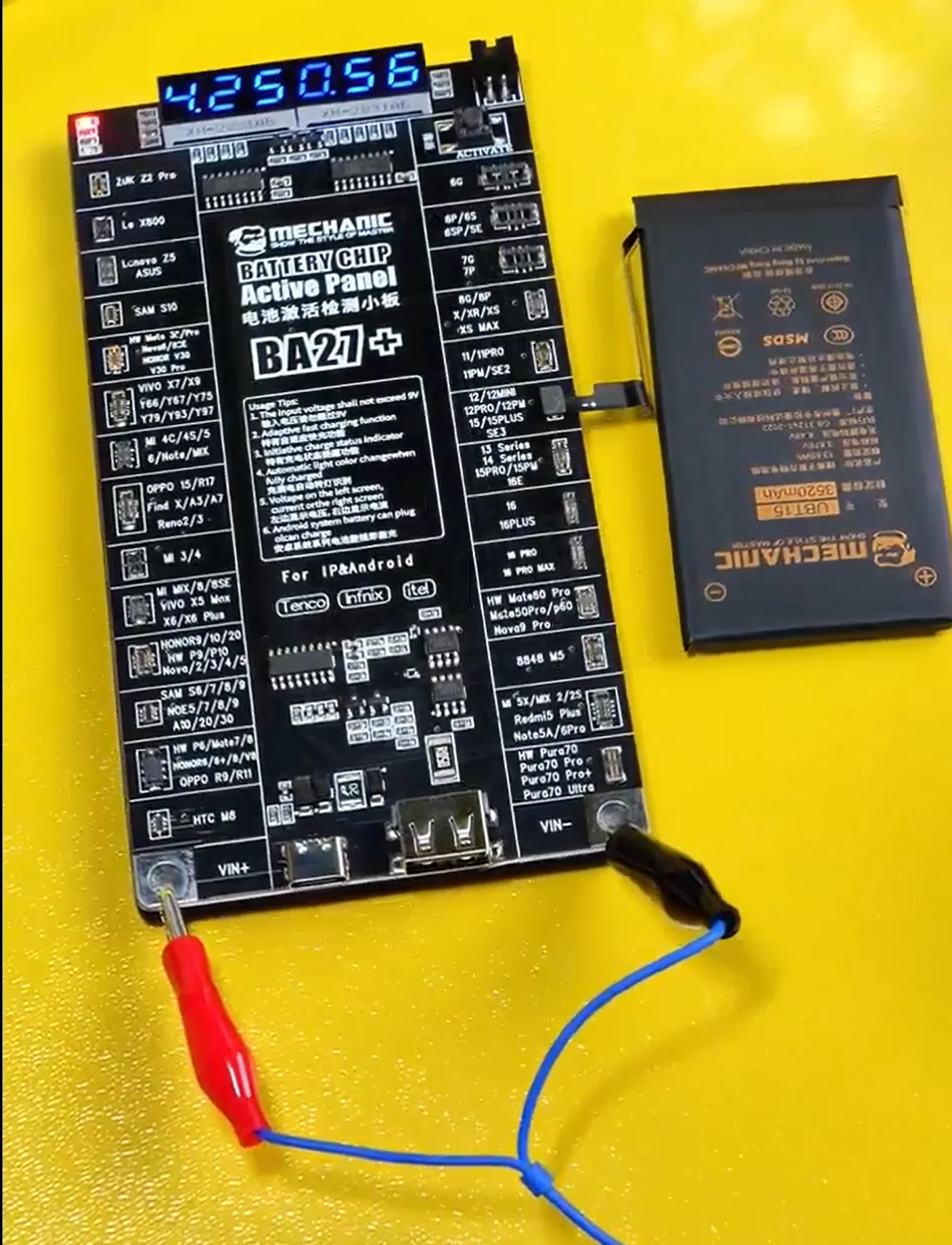 MECHANIC BA27+ Battery activation detection board Supports Apple IP6-16&400+Andr