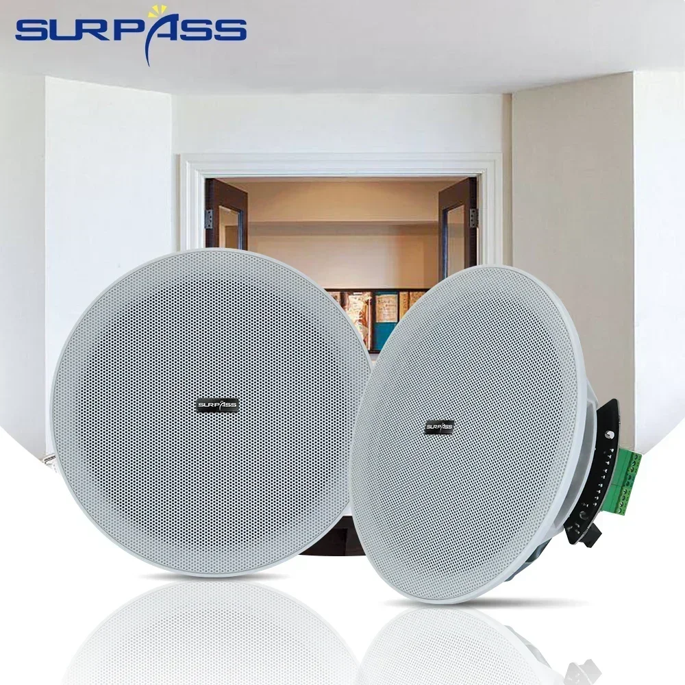 Ceiling Bluetooth Speaker 6.5'' 20W Built-in Digital Class D Amplifier Dustproof Ceiling Wall Speakers Home Sound Audio System