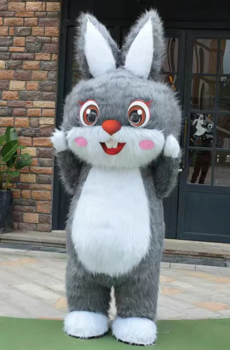 

Пушистый надувной заяц, костюм на все тело, ходячий Кролик для взрослых, костюм-талисман для пасхальных развлечений, маскарадный кролик