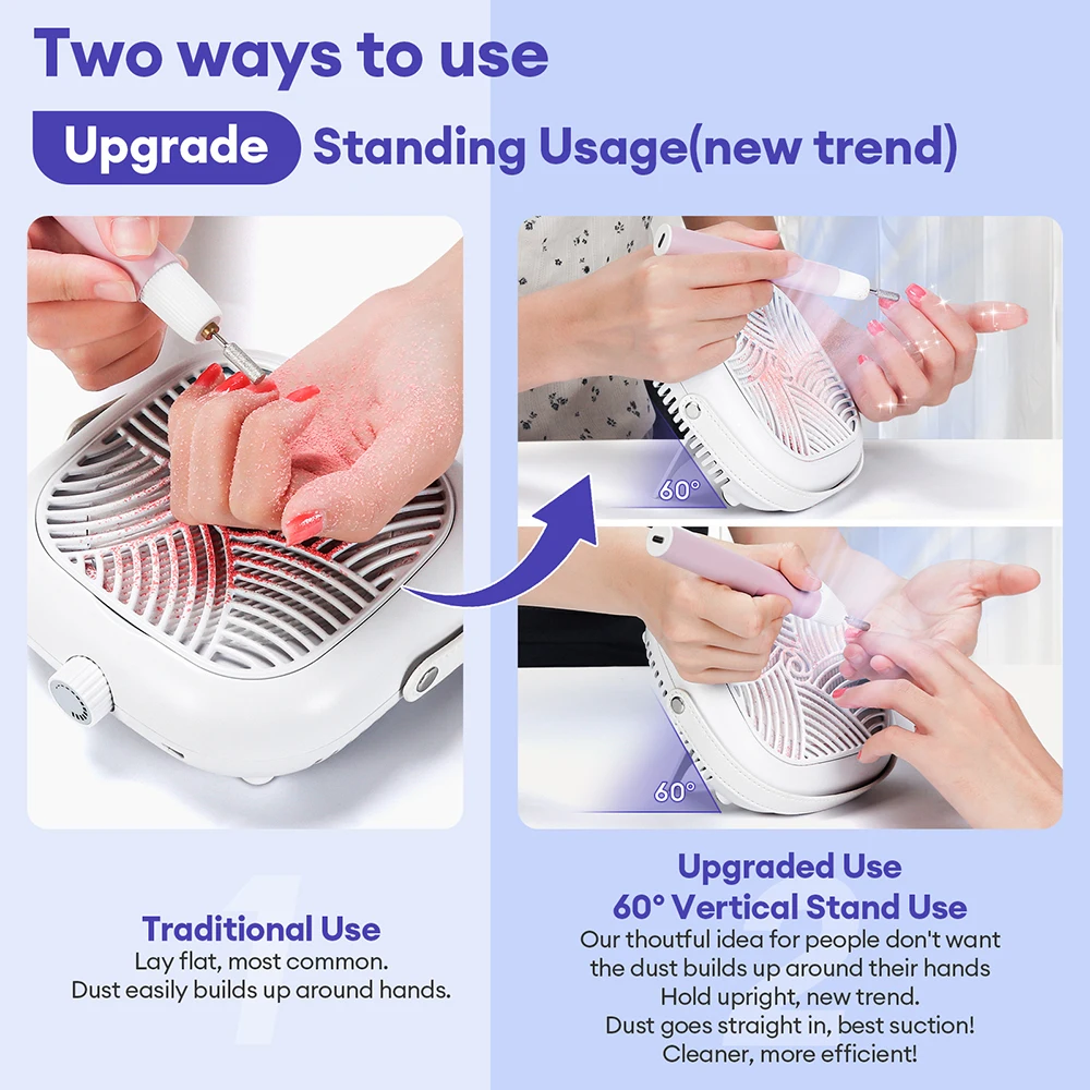 Powerful Nails Dust Extractor Nail Art Manicure Equipment Adjustable Speed Nail Dust Vacuum Collector Vacuum Cleaner And Filter