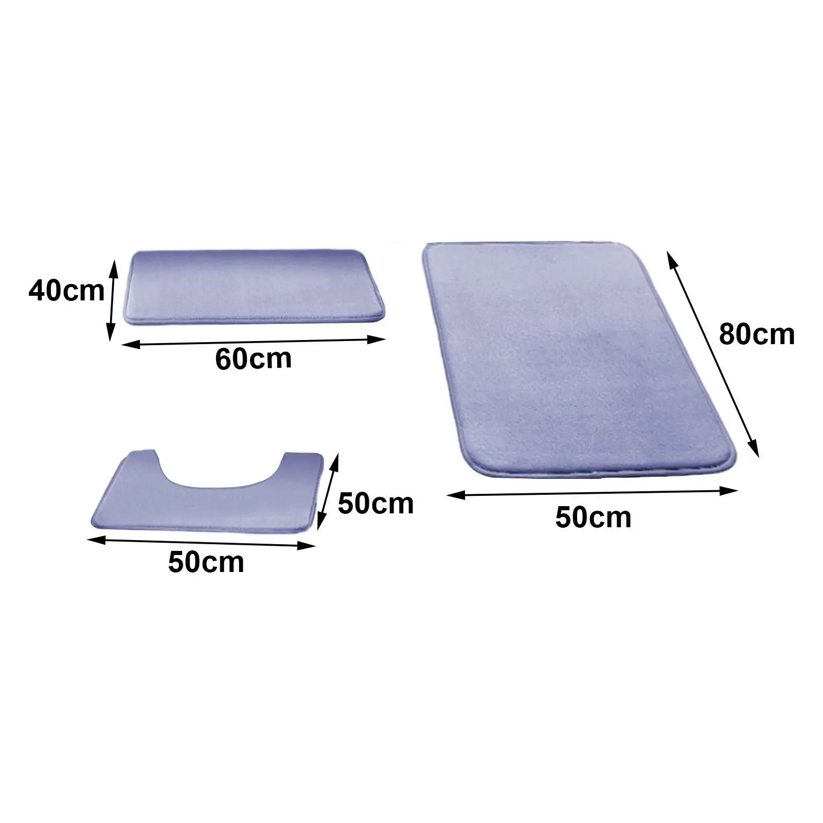 3x Bathroom Rug Memory Foam Thick Absorbent Polyester Non Slip Floor Mat Soft Carpet for Washrooms Bathrooms Spas Bedrooms Decor