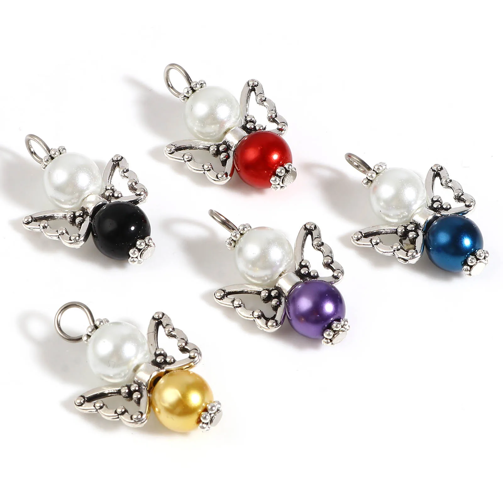 

10PCs Religious Charms Angel Arylic Beads Antique Silver Color Metal Pendants DIY Making Necklace Earrings Jewelry At Random