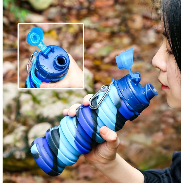 500ml Outdoor Sports Silicone Folding Cup Food-Grade Bicycle Water Bottle Expandable Cup Direct Drinking Water 5