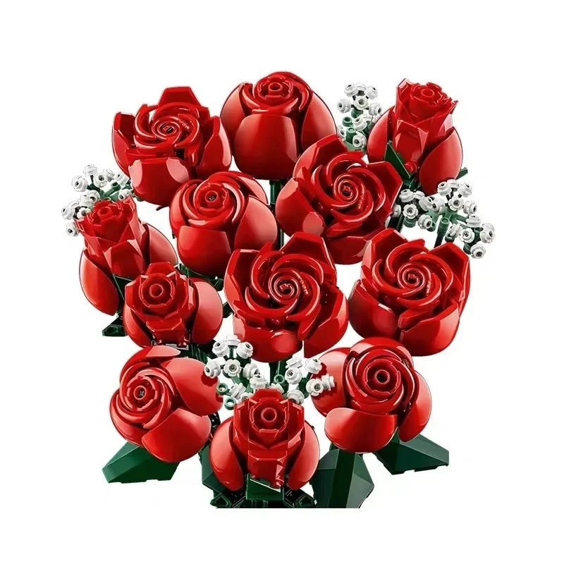 

Roses Compatible 10328 Construction Artificial Flowers Toys For Anniversary Valentine's Day Girls Bouquet Building Blocks Gift