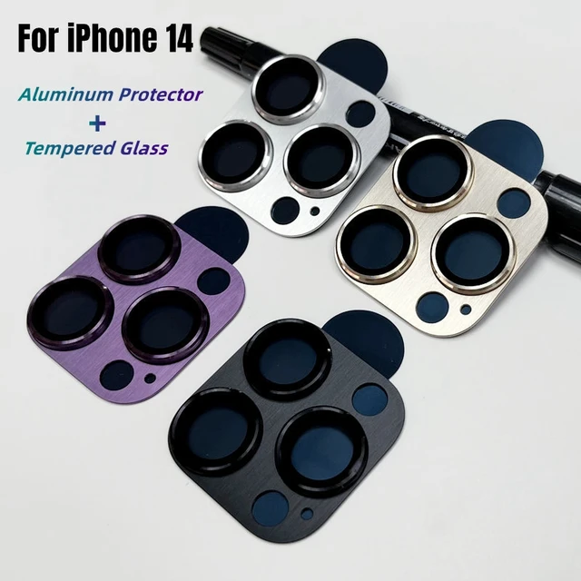 For iPhone 14 Pro Max 14 Plus Tempered Glass Metal Camera Lens Protector  Cover