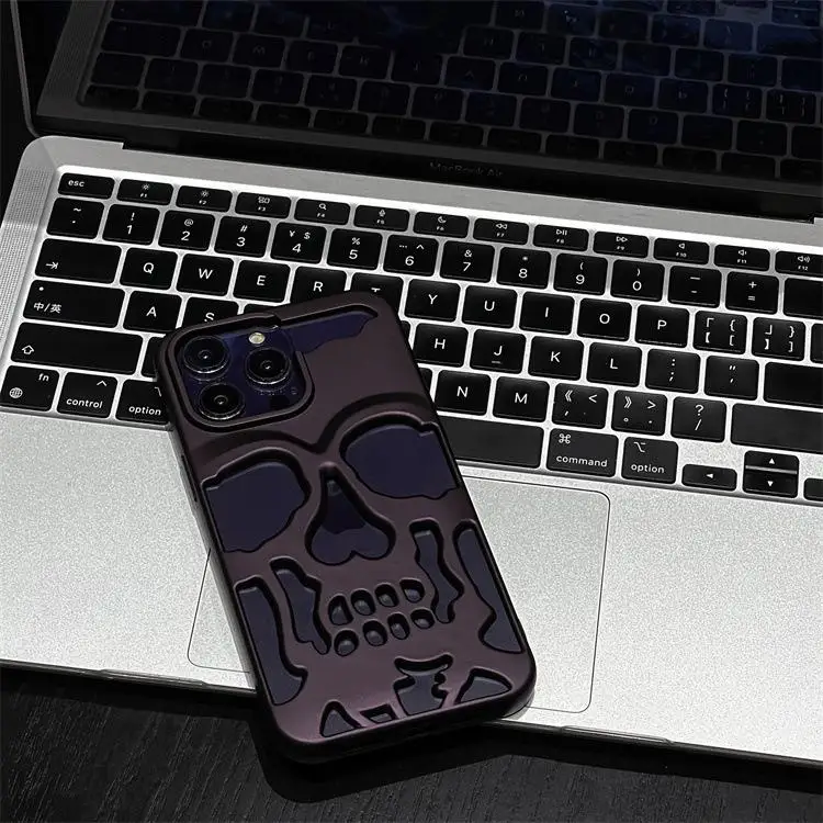 Luxury skeleton Skull Case for iPhone16 11 12 13 14 15 ProMax Phone Cases Shockproof Back cover Camera full Protect Hollow Funda