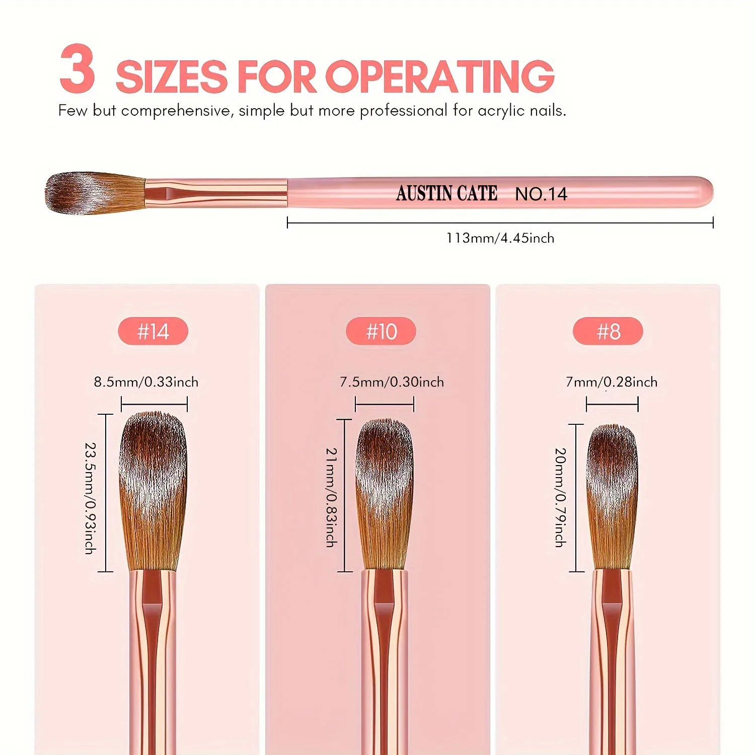 Acrylic Nail Brush Set - Professional 3-Piece Kit for Nail Art and 3D Carving