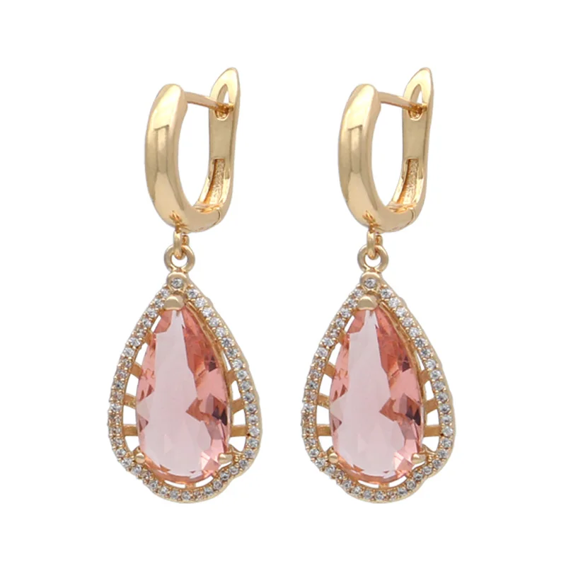 S&Z DESIGN New Fashion Water Drop Champagne Cubic Zirconia Dangle Earrings For Women Girls Wedding Party Jewelry Elegant Gift