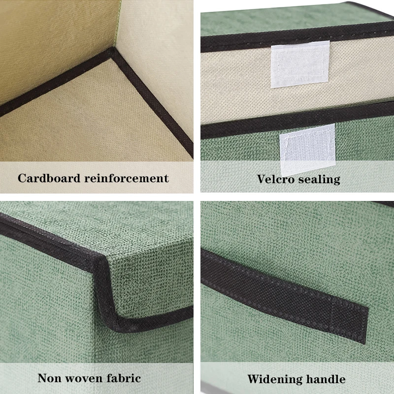 Non-woven Fabric Fold Storage Box Bedroom Wardrobe  Toy Clothes Sundries Organizer with Cover Underwear Sock Home Accessories 4
