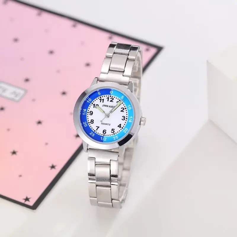 Simple Creative Color Splicing Desgin Kids Watch Girls Stainless Steel Fashion Ladies Women's Relojes Montres Kol Saati Timer 2