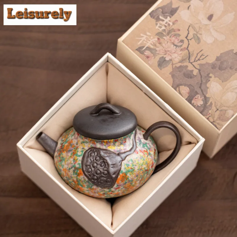 175ml Rock Painting Time Seedpod Of The Lotus Teapot Elegant Tea Infuser Pot Household Tea Making Kettle With Strainer Drinkware
