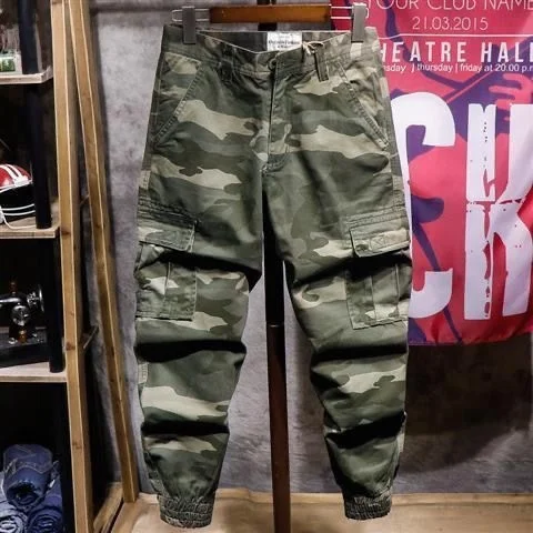 Retro American Work Pants Men's Camouflage Casual Wearable Summer Long Trousers Loose Fit Youthful Energy Sle Cargo Pants