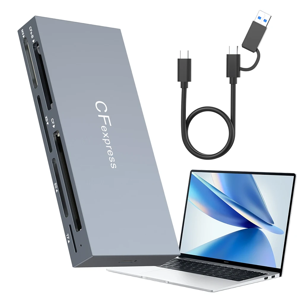 케이블 포함 메모리 카드 리더, 6 in 1 CFexpress B 타입, CF, XD, MS, SD, TF, 10Gbps