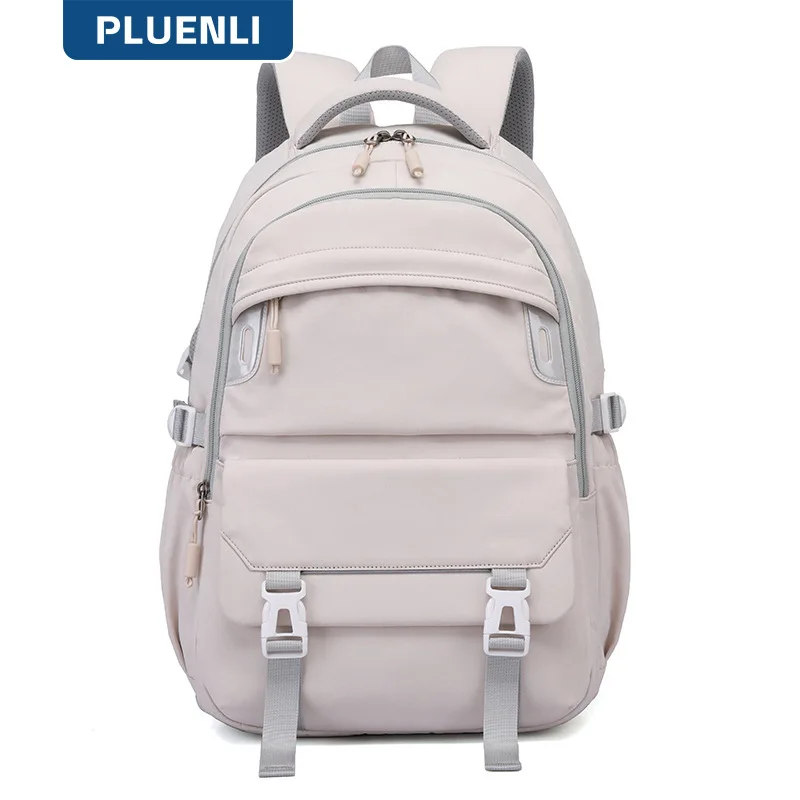 PLUENLI 학생용 척추 보호 책가방 배낭, 초등 및 중등학교용, 순색, 올매치 경량, 신제품