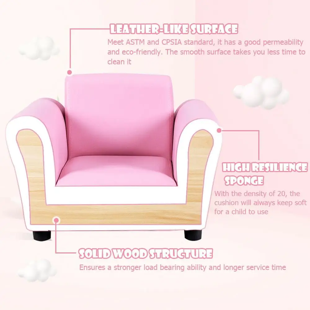 Kids Armrest Sofa with Ottoman Comfortable Toddler Furniture Ideal Playroom Reading and TV Time 6