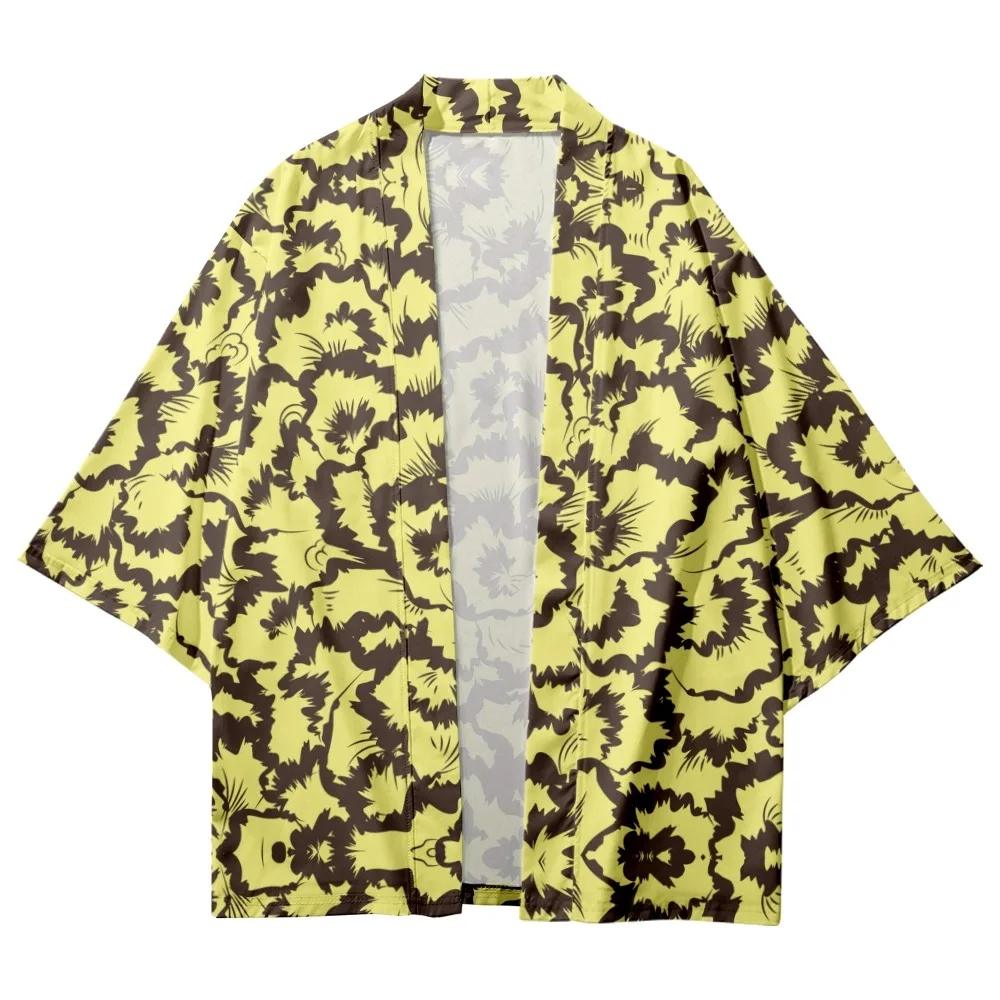 

Abstract floral Print Tops Harajuku Haori Yukata Chinoiserie Fashion Japanese Kimono Streetwear Men's Ladies Cardiga-