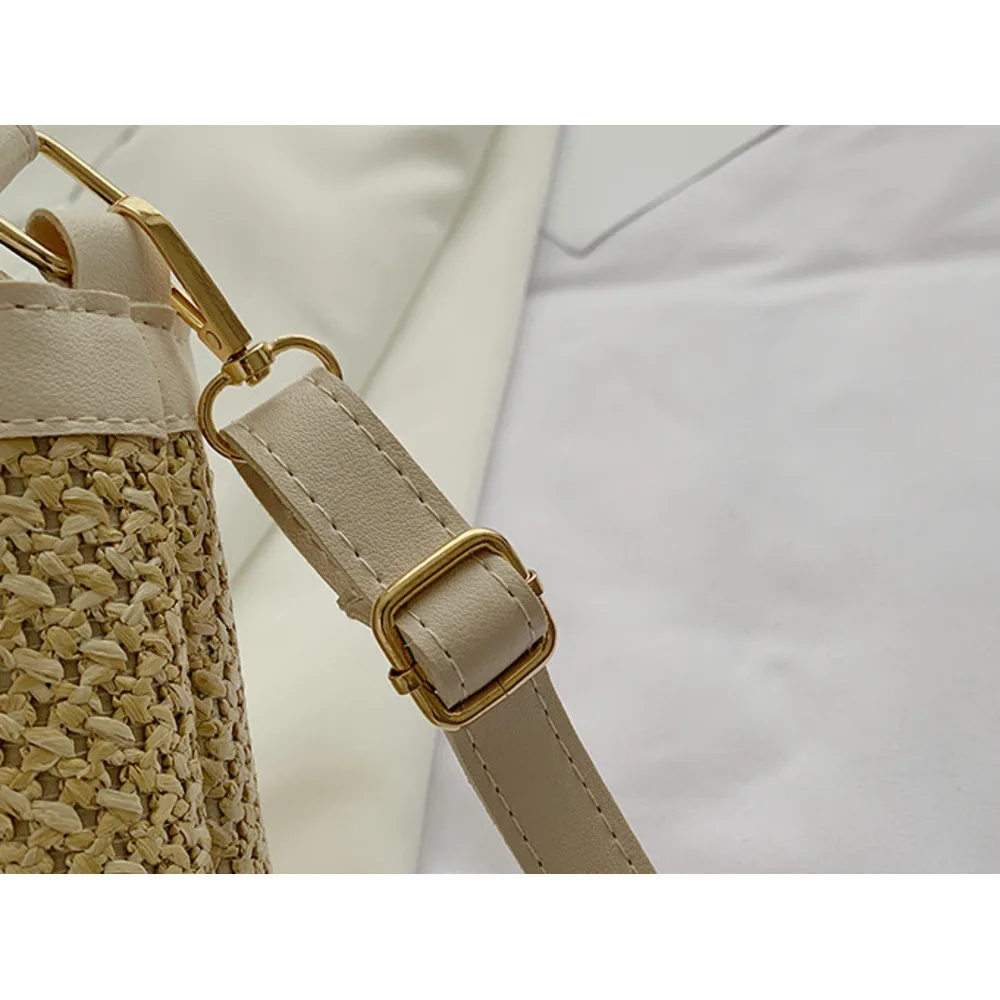 Handheld Damen Eimer Urlaub 2024 Frühjahr/Sommer neue Crossbody Stroh Rattan gewebt Mode kleine Tasche_voghion.com