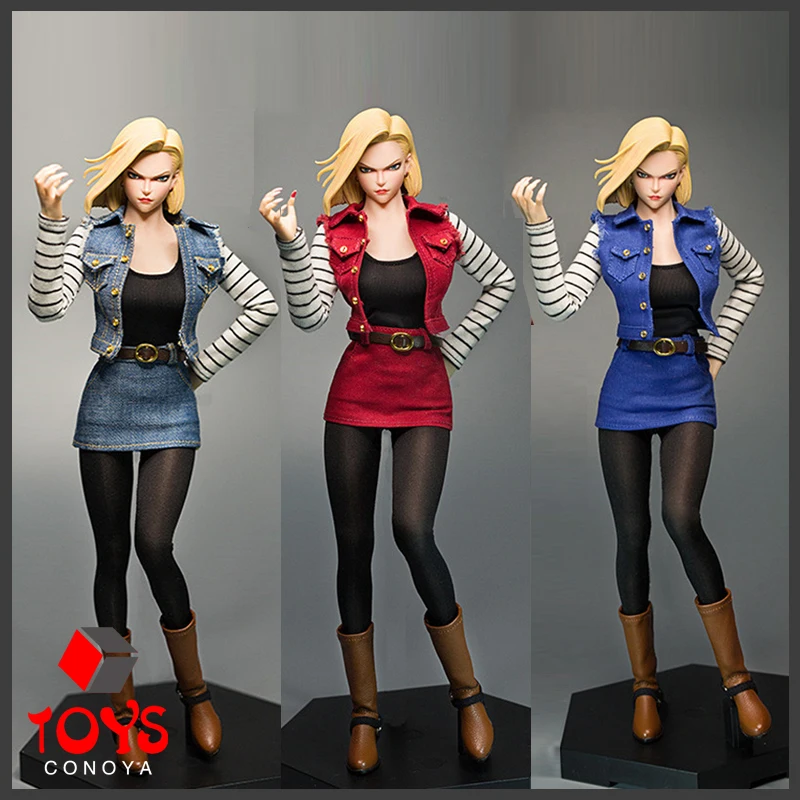 

cdtoys m013 1/6 Android 18 Vest Skirt Set Female Soldier Clothes Model Fit 12'' TBL Soldier S10D Action Figure Body Dolls