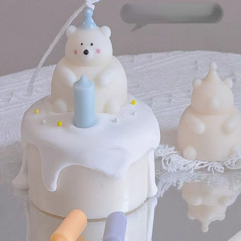 1 Hanhan Bear Candle Mold Creative Silicone Decoration Cake Baking Silicone  Mold