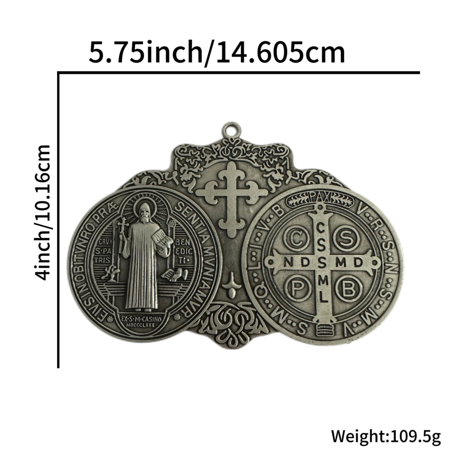 ✝️ Extra Large St. Benedict Cross Medal – 5.7" x 4" 3