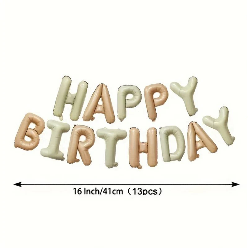 생일 축하 편지 풍선 16 인치 크림 베이지 Boho 브라운 생일 편지 풍선 생일 기념일 파티 장식