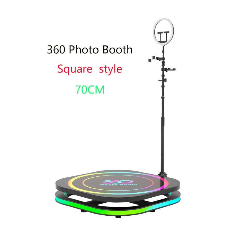 360 포토 부스 자동 스피닝 카메라 셀카 1-2 인용 70cm 스퀘어 스타일 Led 머신, 유연한 휴대용
