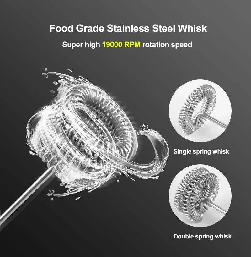 Electric Milk Frother USB Rechargeable Foam Maker Mixer Coffee Cream cappuccino Drink Frothing Wand Handheld Egg Beater 4