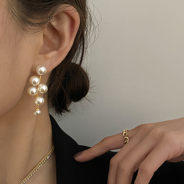 Geometric Simple Temperament Pearl Earrings Rhinestones Women's Gift Earrings Fashion Jewelry bijoux femme Gift