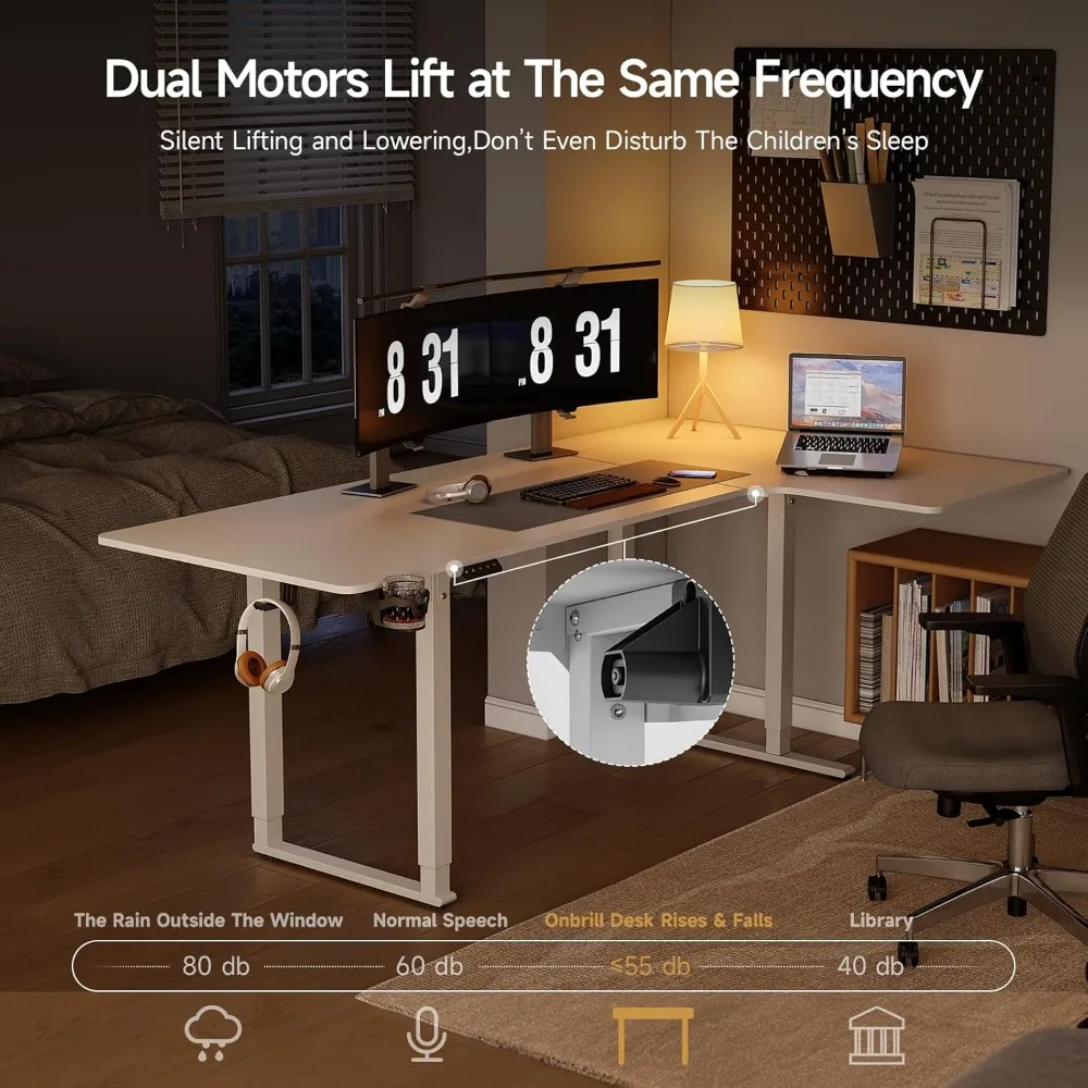 Standing Desk, 71x43 Inches L Shaped Desk with 4 Legs, Dual Motor and Memory Controller, Electric Stand Up Desk Adjustable Heigh 5