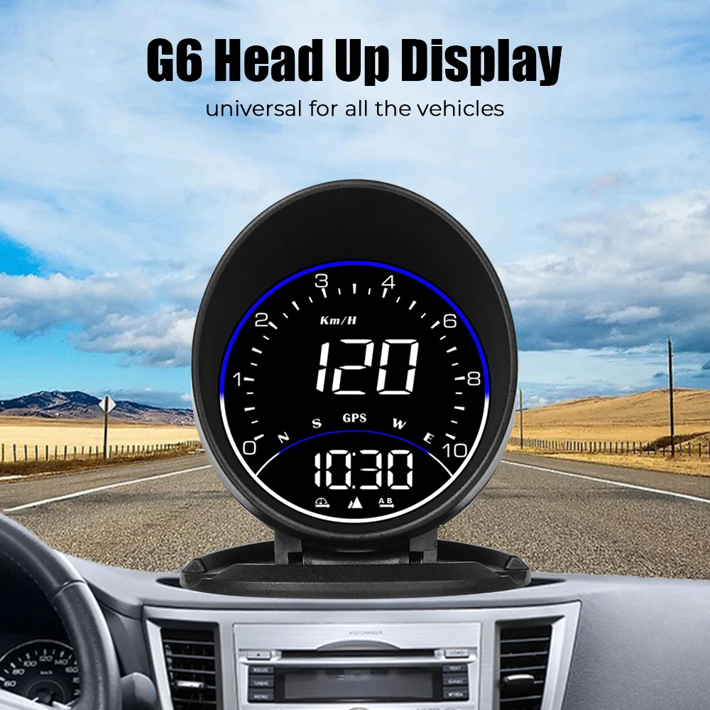 

Digital Clock Altitude Meter With Ambient Light Alarm Set RPM MPH G6 HUD Speedometer Mileage Car Head Up Display Universal