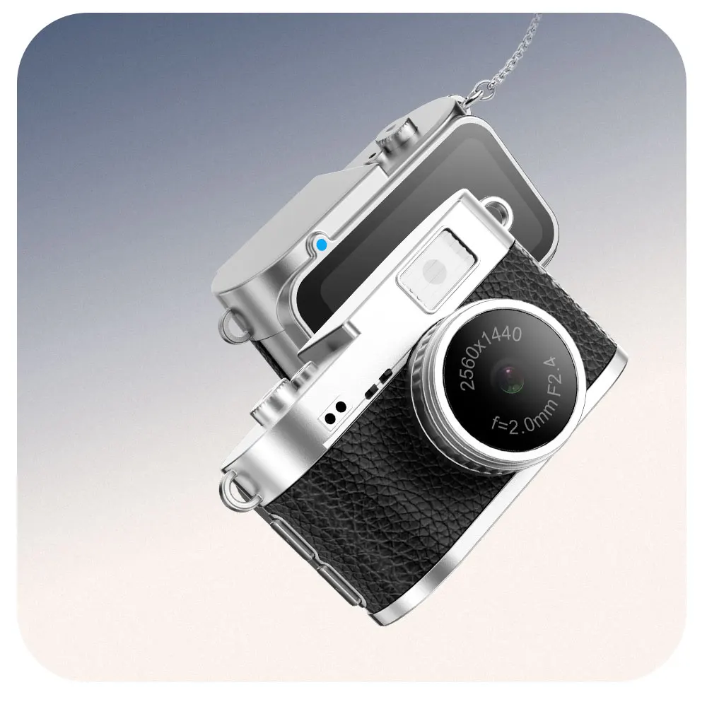 Digital Camera Newly Upgraded 1.47 Inch Keychain Camera with Screen 2K Resolution Portable Mini Retro Camera with Flash