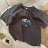 Coton demi manches T-shirt garçons enfant 2025 été bébé unisexe Costume sport t-shirts occasionnels filles dessin animé voiture à la mode pull chemise 5