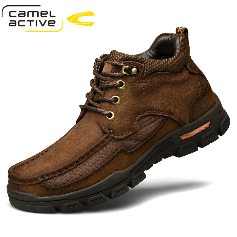 

Camel Active New Genuine Leather Hiking Shoes Man Tactical Boots Waterproof Winter Sneakers Men's Non-slip