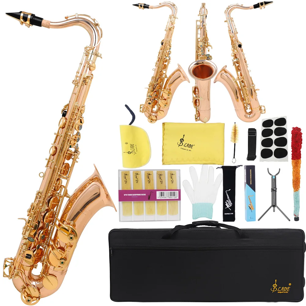 SLADE Student Tenor Saxophone Bb Flat Beginner Saxophone Complete Set with Case Mouthpiece Strap Reed Various Colours Available